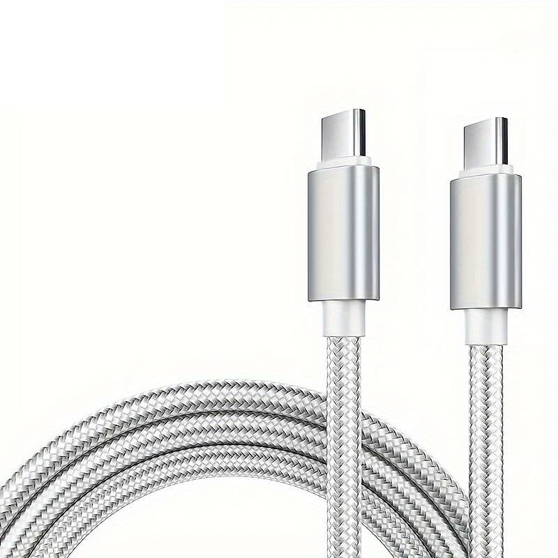 2m Ladekabel USB-C auf USB-C 3A 60W Type C Datenkabel für Samsung Huawei Xiaomi Apple iPhone Silber
