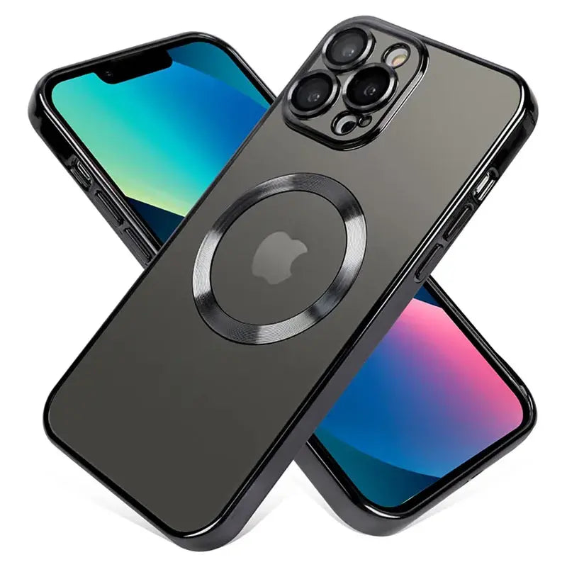 Clear Case Hülle MagSafe für iPhone 15 Pro Schutz Handy Magnet Schwarz