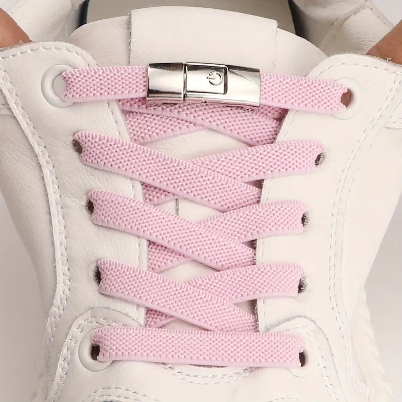Elastische Schnürsenkel Schuh flach ohne zu binden mit Schnellverschluss Pink