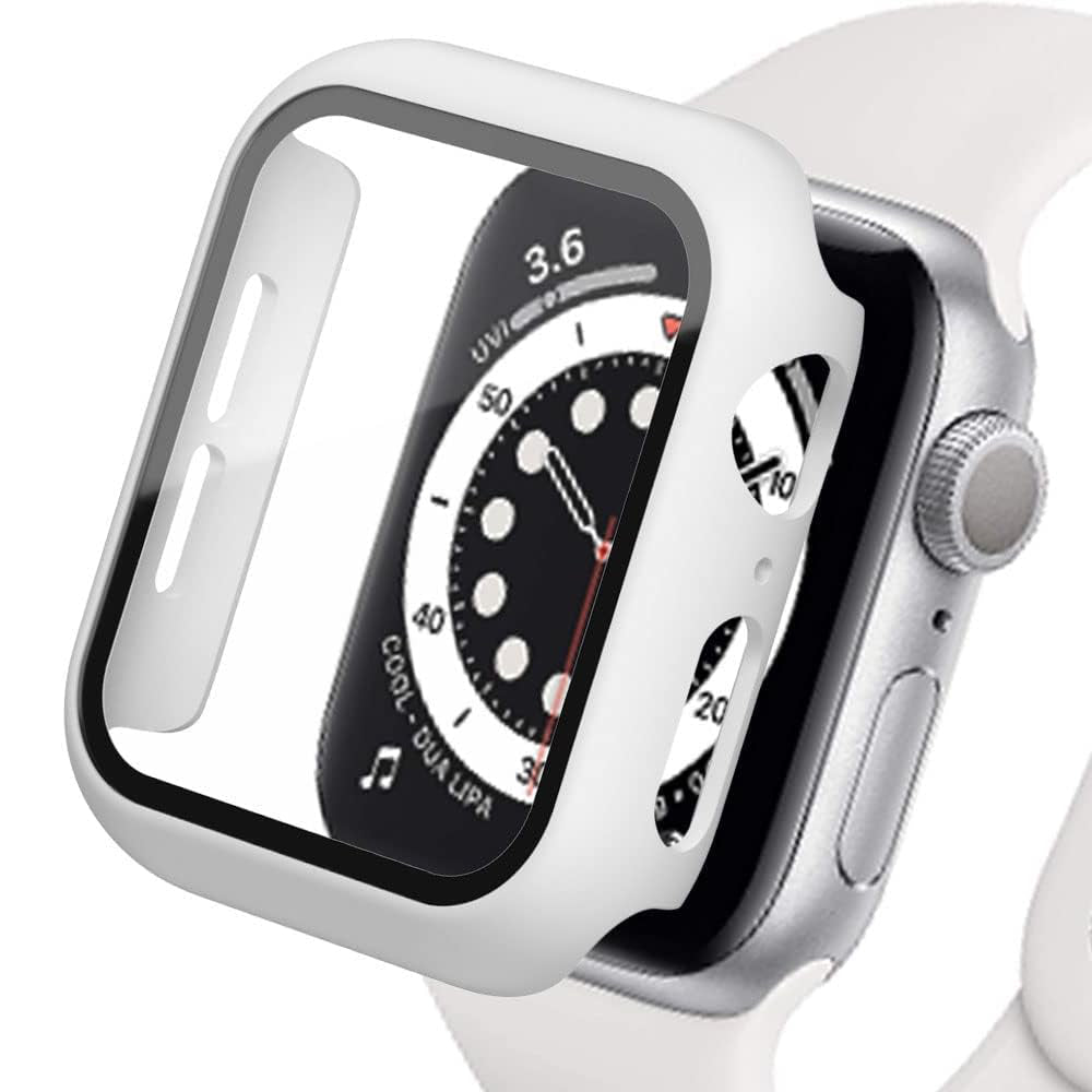Apple Watch 1-9 SE Ultra 360° Displayschutz Hülle Glas Hardcase Weiss 44mm