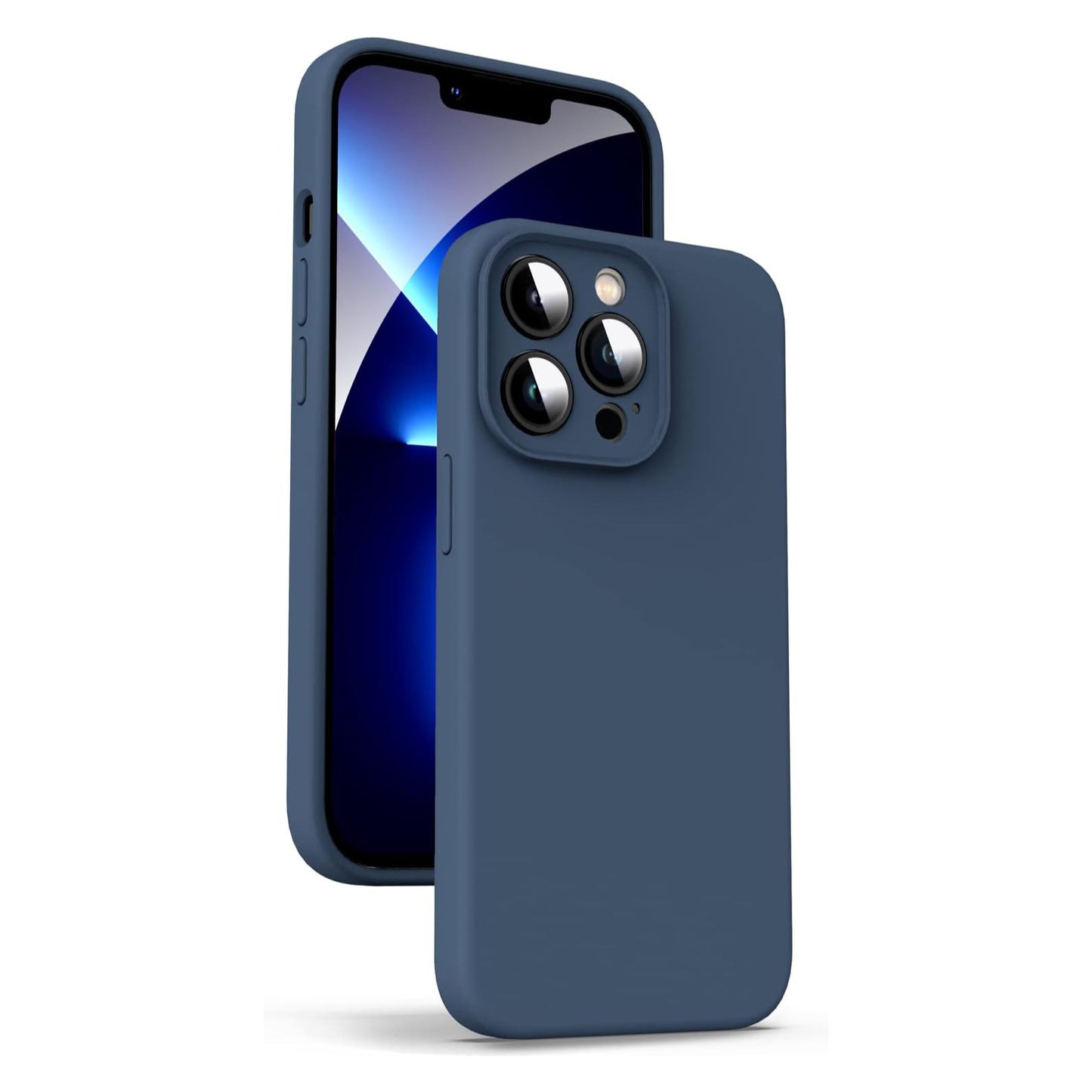 iPhone 13 Pro Max LIQUID Silikon Hülle Case 360° Schutz Bumper MagSafe TPU Kamera Schutz Navy