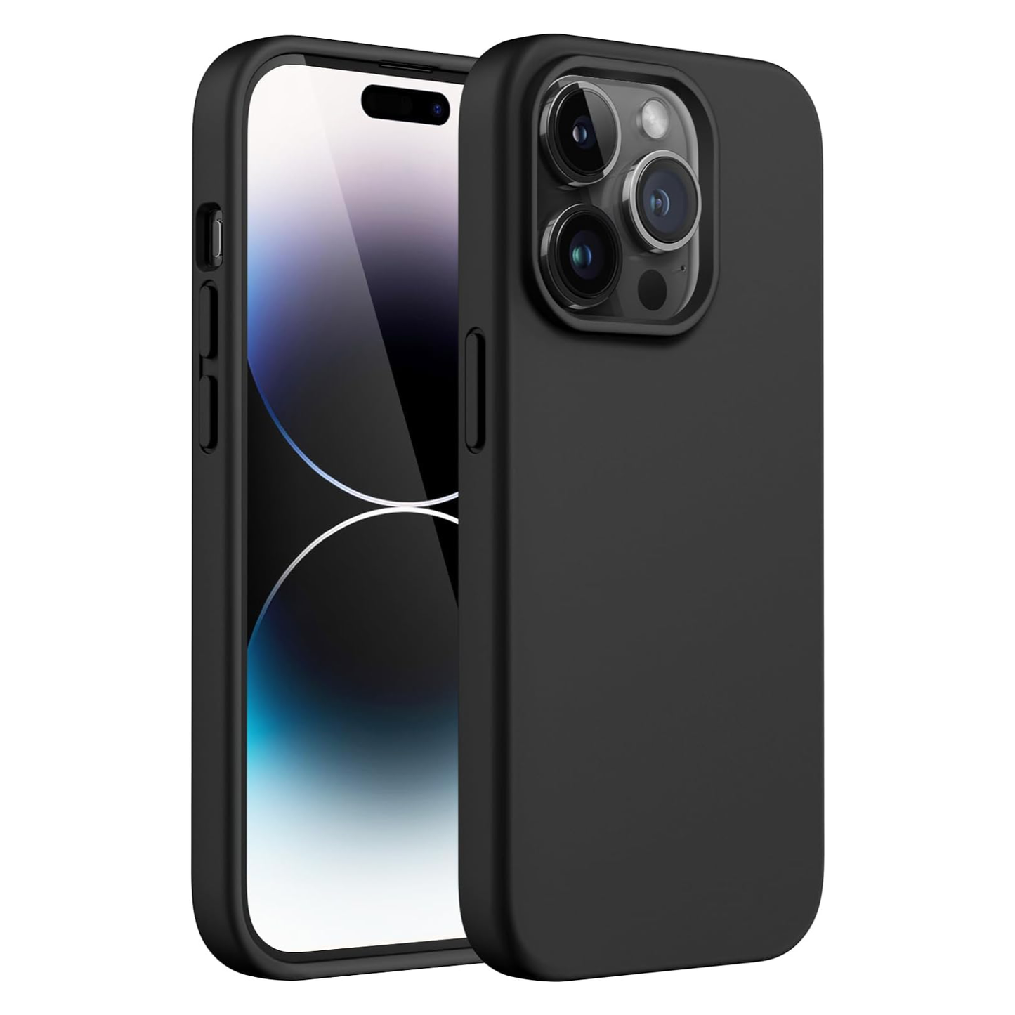 iPhone 14 Pro Max LIQUID Silikon Hülle Case 360° Schutz Bumper MagSafe Schwarz