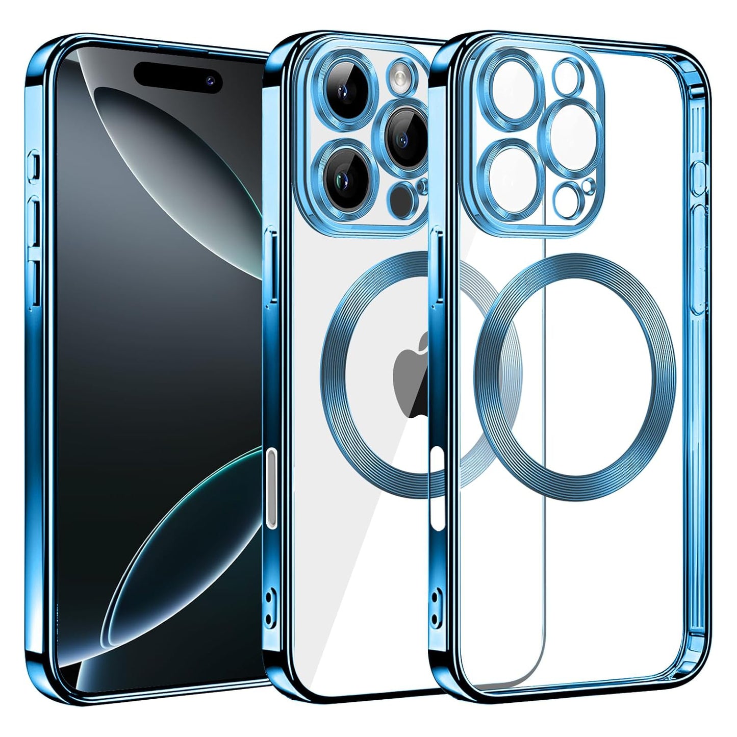 Clear Case Hülle MagSafe für iPhone 16 Pro Max Schutz Handy Magnet Blau