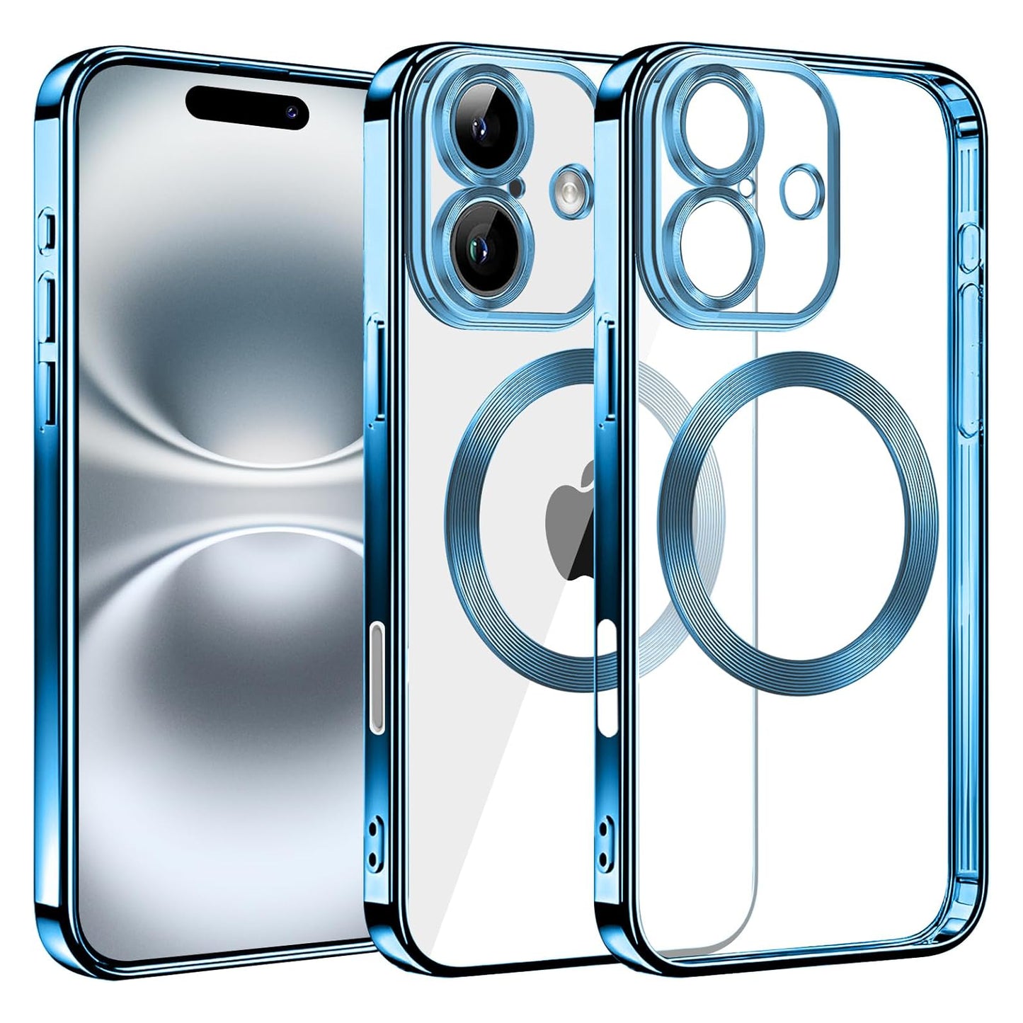 Clear Case Hülle MagSafe für iPhone 16 Schutz Handy Magnet Blau