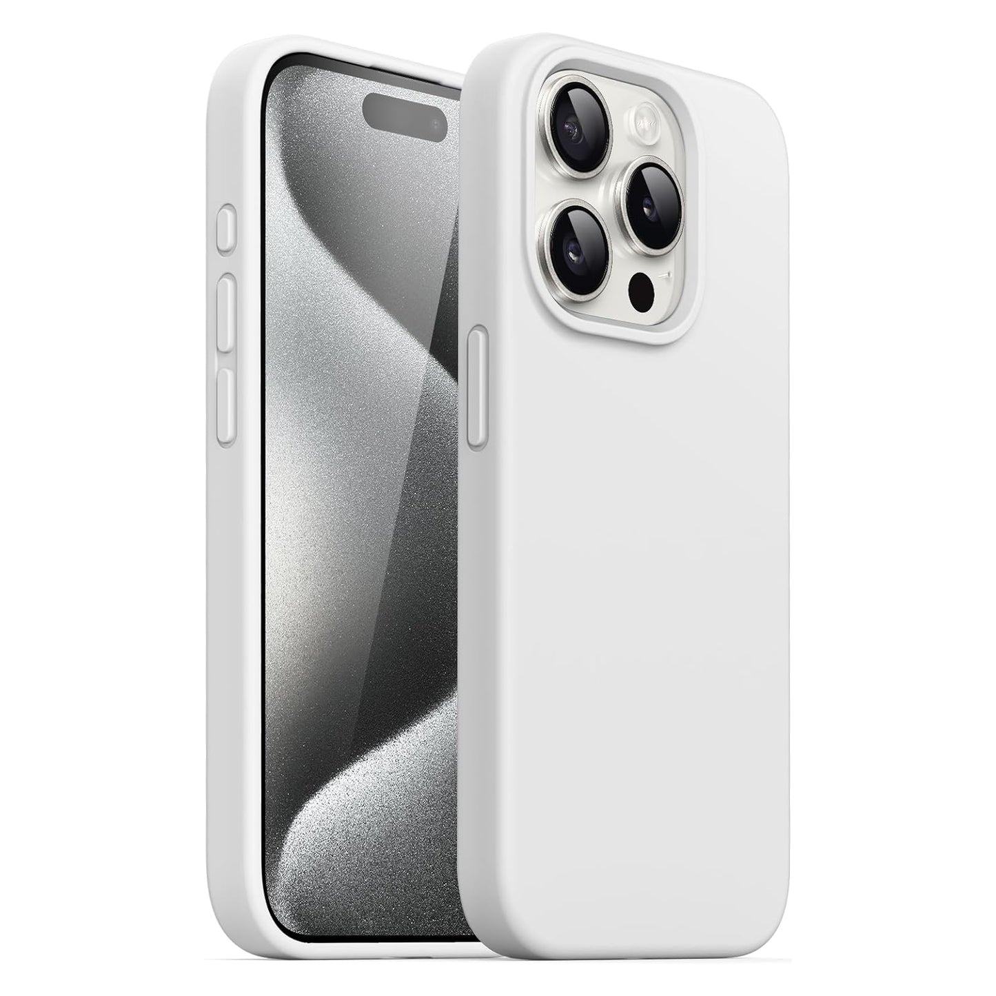 iPhone 15 Pro LIQUID Silikon Hülle Case 360° Schutz Bumper MagSafe Weiss