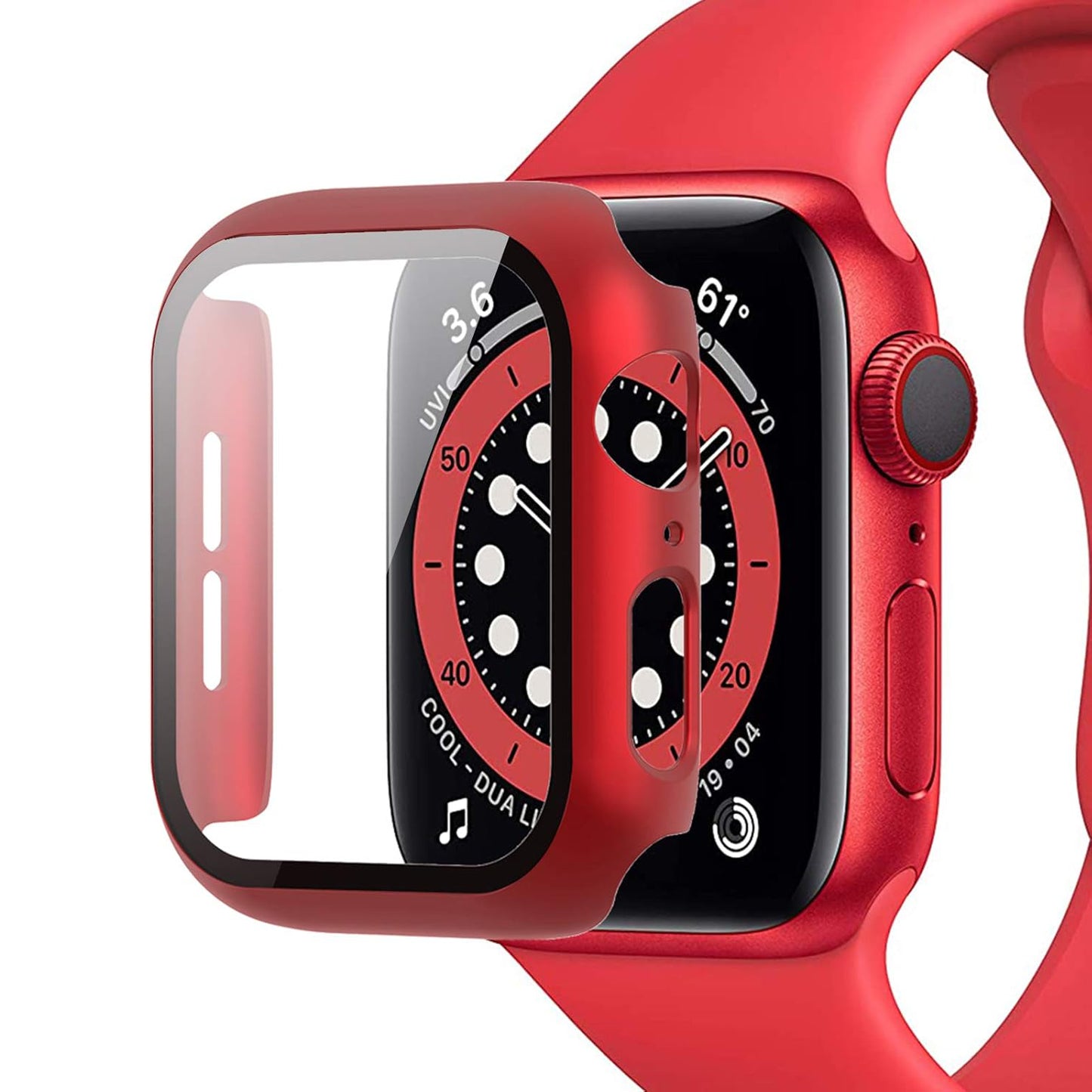 Apple Watch 1-9 SE Ultra 360° Displayschutz Hülle Glas Hardcase Rot 42mm