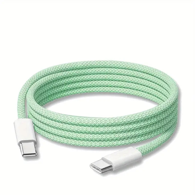2m Ladekabel für iPhone 15 | 16 Pro Max USB-C Nylon Datenkabel MacBook Typ-C 60W Grün