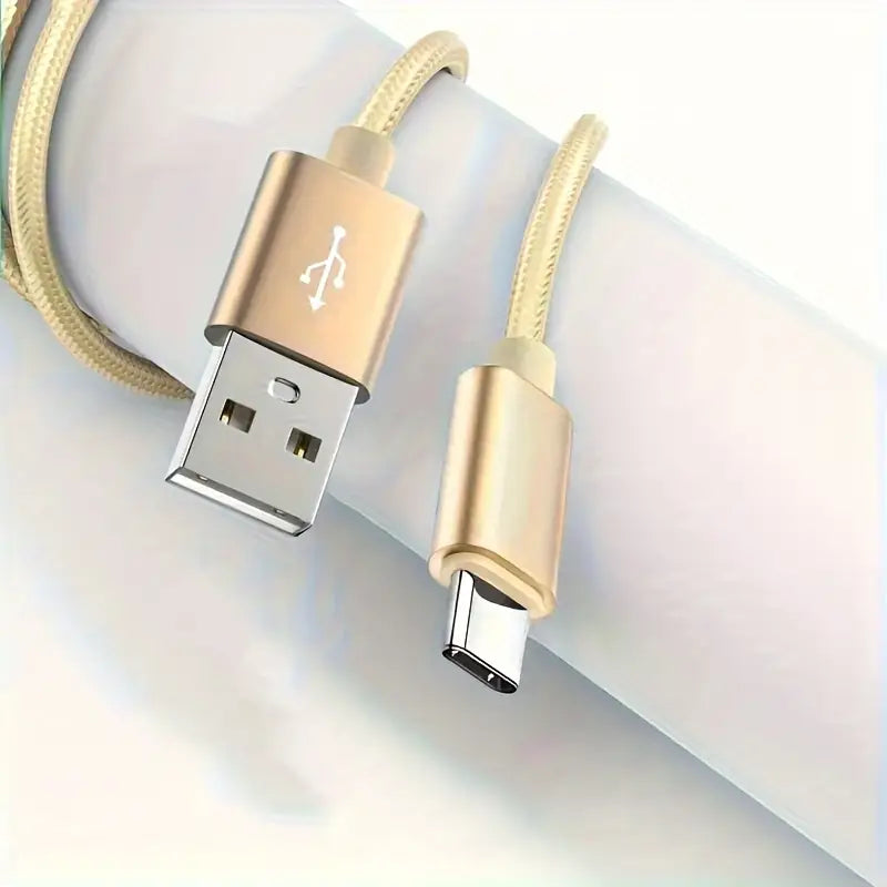 1m Nylon Kabel USB-A auf USB-C Ladekabel Kordel Gold