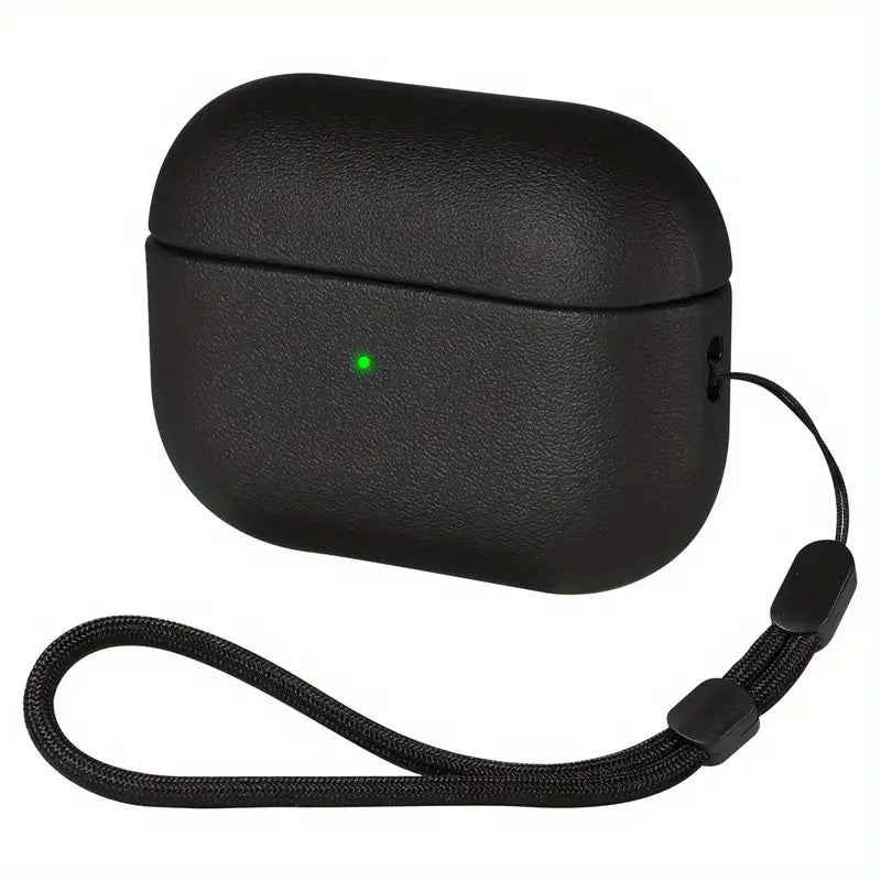 Leder Style Hülle für AirPods 3 Generation Kunst Schutz 360° Case Cover Etui Schwarz
