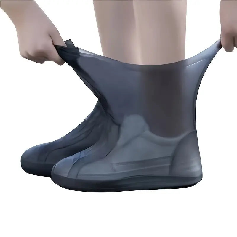 Premium Latex Schuh-Überzieher Silikon Wasserdicht Rutschfest Regen Schnee Schwarz