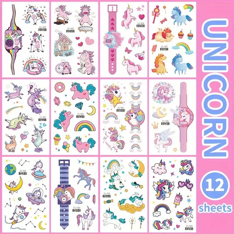 120 Stück Einhorn Kinder Tattoo 12er Set Unicorn Mädchen Spielen Jungen Party