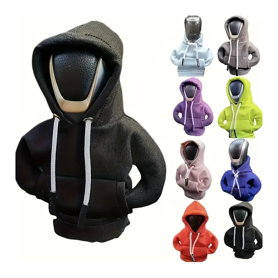 Auto Schaltknauf Hoodie Überzug Schalthebel Abdeckung Pullover Design KFZ Sweatshirt Schwarz