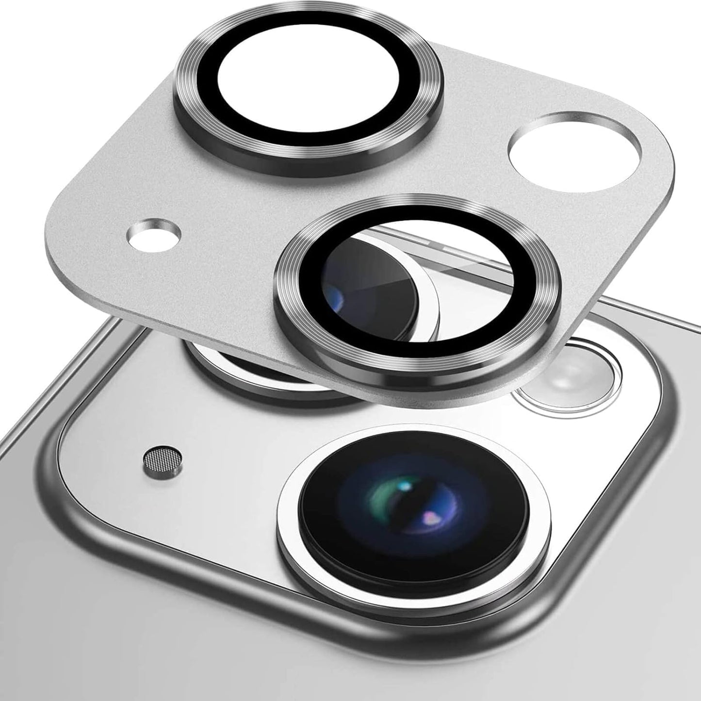 Kameraschutz für iPhone 15 / iPhone 15 Plus Panzer Schutz Glas 9H Protector Ultra HD Silber