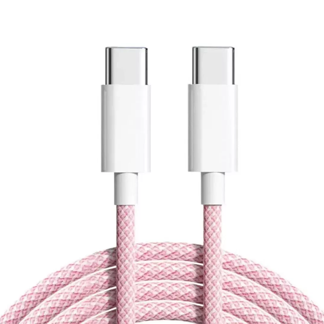 3m Ladekabel für iPhone 15 | 16 Pro Max USB-C Nylon Datenkabel MacBook Typ-C 60W Pink