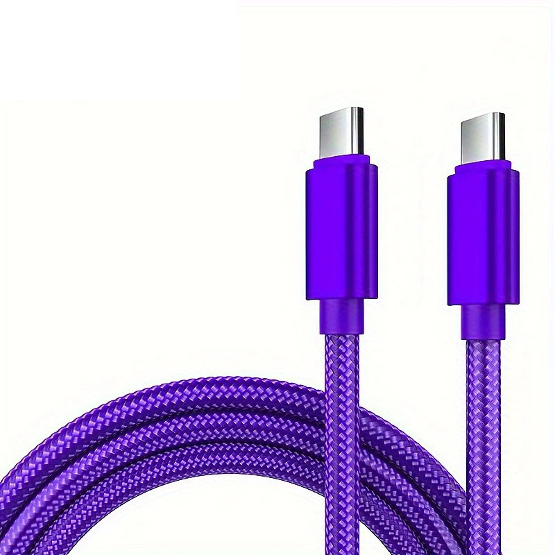 2m Ladekabel USB-C auf USB-C 3A 60W Type C Datenkabel für Samsung Huawei Xiaomi Apple iPhone Lila