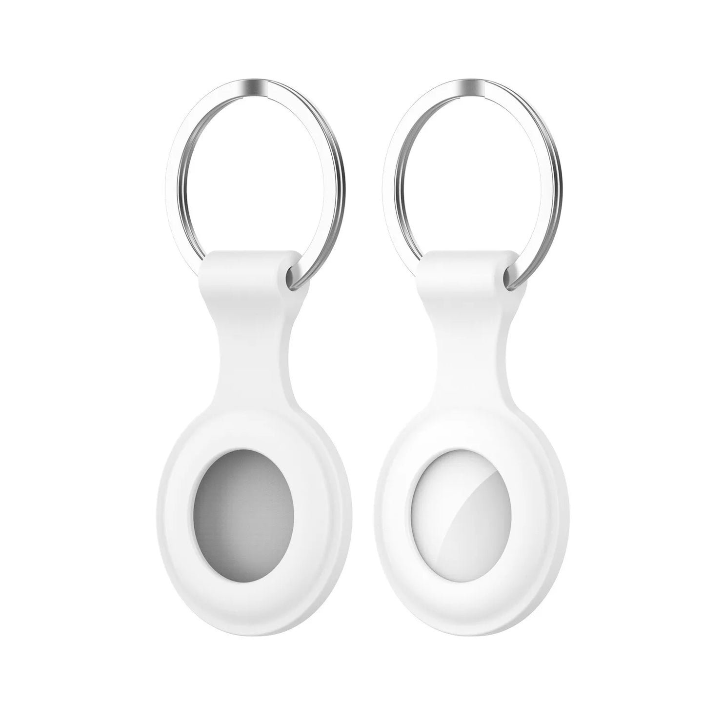 Premium Airtag Schutz-Hülle Schlüsselanhänger TPU Silikon Case Cover GPS Tracker Weiß