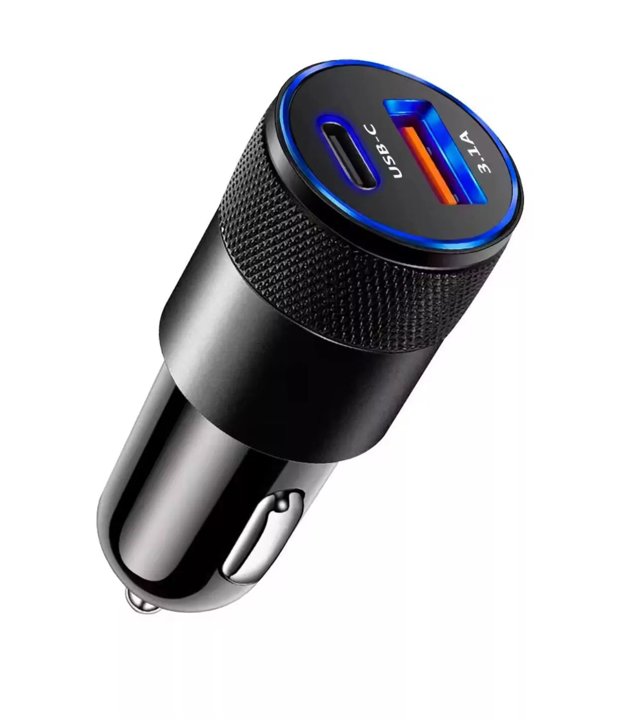 Premium KFZ Metall Ladegerät 3.1A USB & Typ-C, Schnell-Laden Netzteil Auto iPhone