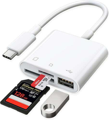 USB C Kartenleser Stick Card Reader SDHC SDXC MicroSD TF Adapter Speicherkarte Weiss