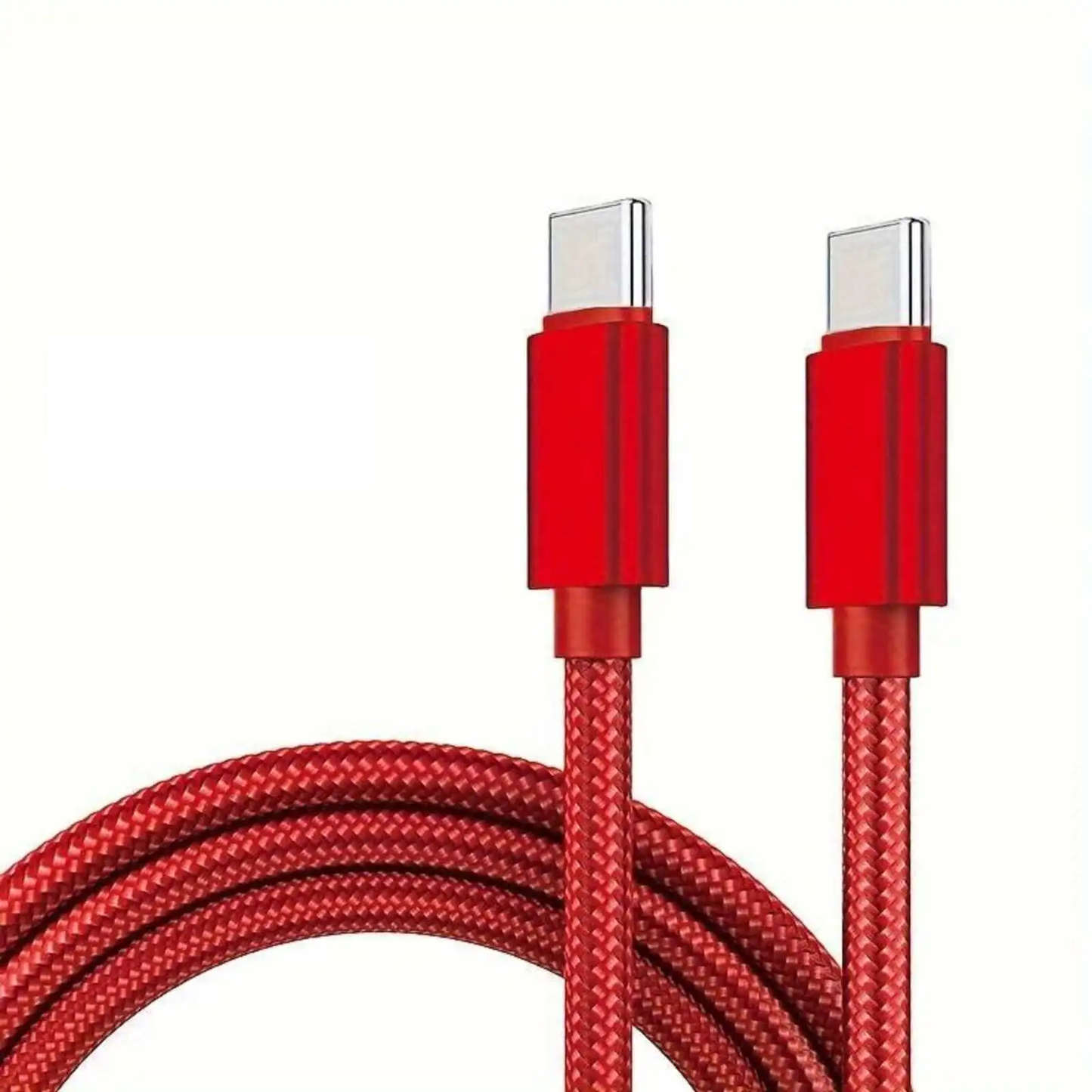 2m Ladekabel USB-C auf USB-C 3A 60W Type C Datenkabel für Samsung Huawei Xiaomi Apple iPhone Rot