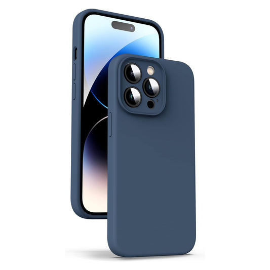 iPhone 14 Pro Max LIQUID Silikon Hülle Case 360° Schutz Bumper MagSafe TPU Kamera Schutz Navy
