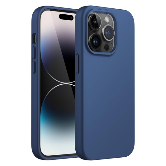 iPhone 14 Pro LIQUID Silikon Hülle Case 360° Schutz Bumper MagSafe Navy