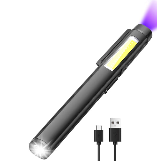 Premium Alu LED Inspektionslampe Akku COB UV Laserpointer Taschenlampe Werkstatt