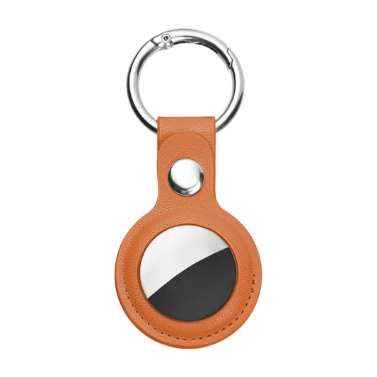 Airtag Hülle Anhänger Case Schlüsselanhänger Leder Optik Cover Orange