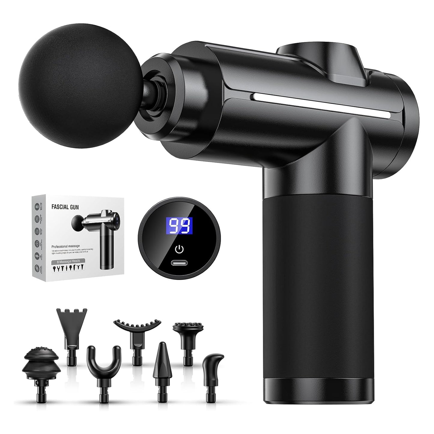 Massage Pistole Gun LCD Display 6h Akku USB Muskeln Rücken Nacken Schulter
