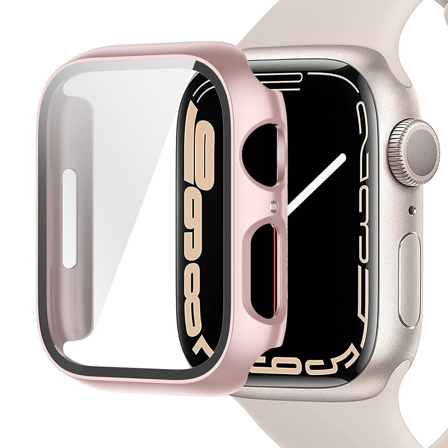 Apple Watch 1-9 SE Ultra 360° Displayschutz Hülle Glas Hardcase Roségold 42mm