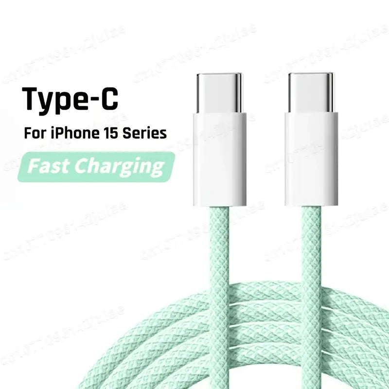 1m Ladekabel für iPhone 15 | 16 Pro Max USB-C Nylon Datenkabel MacBook Typ-C 60W Grün