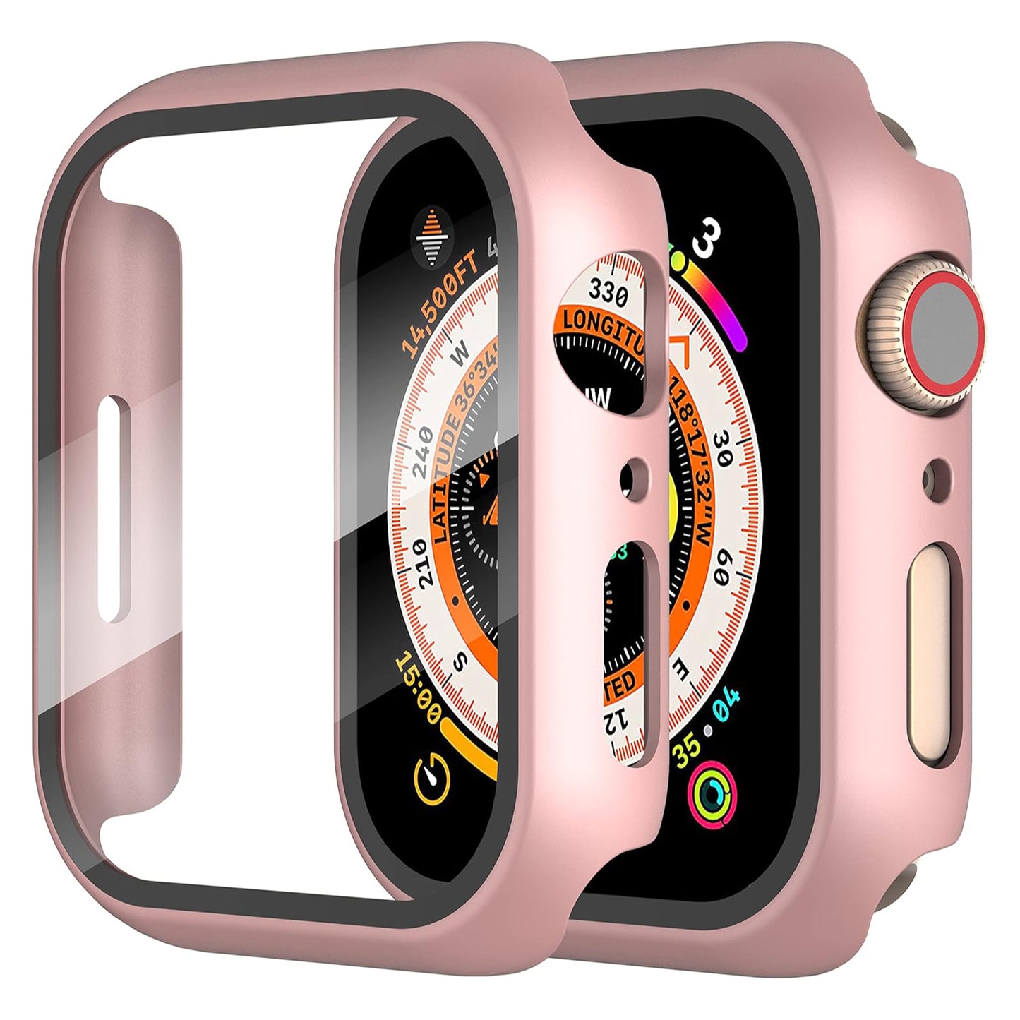Apple Watch 1-9 SE Ultra 360° Displayschutz Hülle Glas Hardcase Rosa 40mm