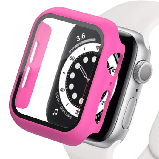 Apple Watch 1-9 SE Ultra 360° Displayschutz Hülle Glas Hardcase Pink 40mm