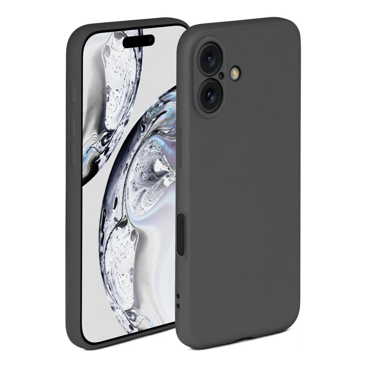 iPhone 16 LIQUID TPU Hülle Case Kamera 360° Schutz Silikon Bumper Space Grau