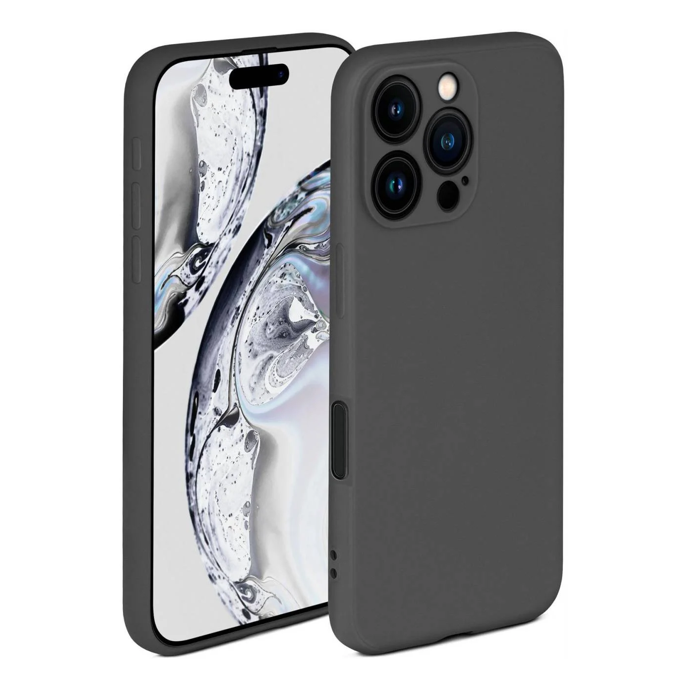 iPhone 16 Pro LIQUID TPU Hülle Case Kamera 360° Schutz Silikon Bumper Space Grau