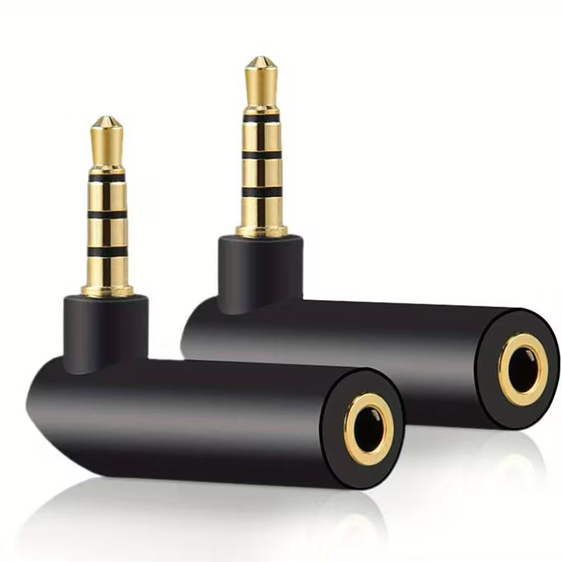 3,5mm Klinke Winkel Adapter Stecker auf Buchse AUX Stereo HiFi vergoldet 90 Grad
