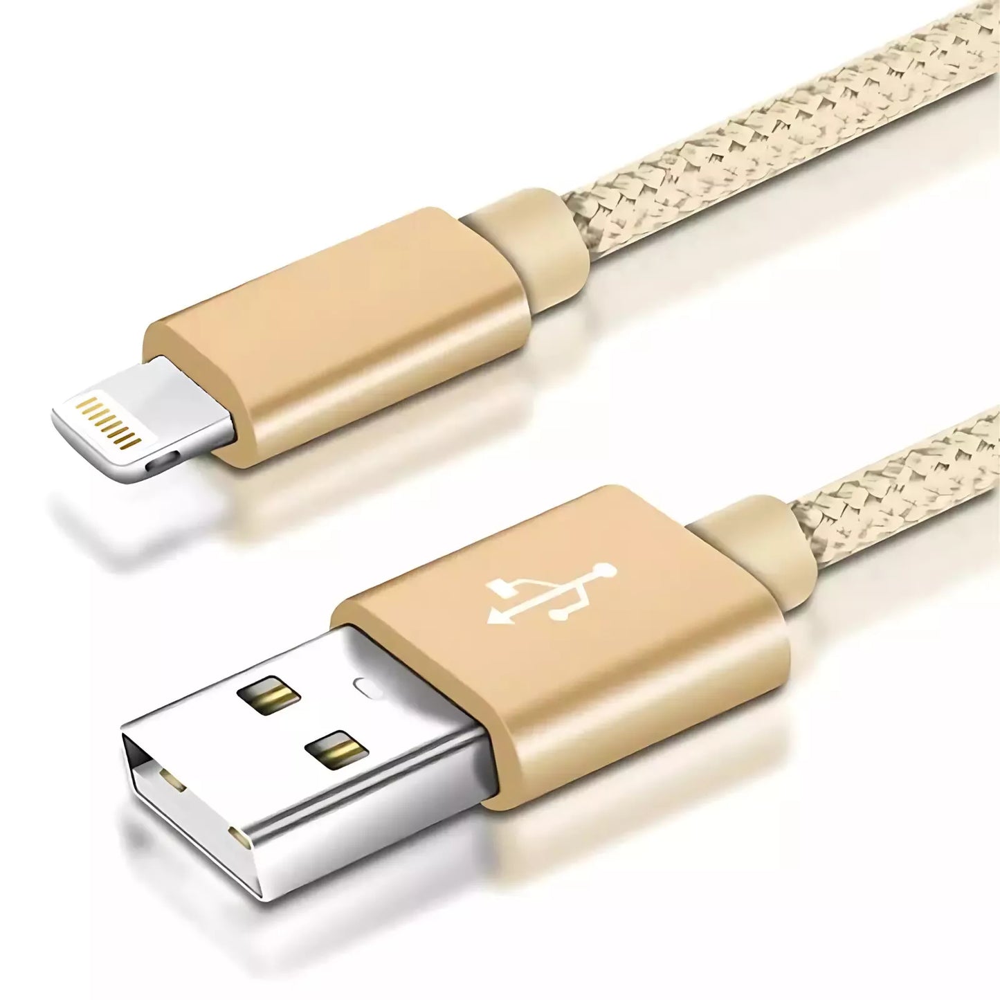 1m Nylon iPhone Lightning Kabel USB-A Ladekabel 8-Pin Kordel Gold