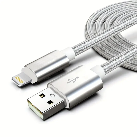 1m Nylon Kabel USB-A auf USB-C Ladekabel Kordel Silber